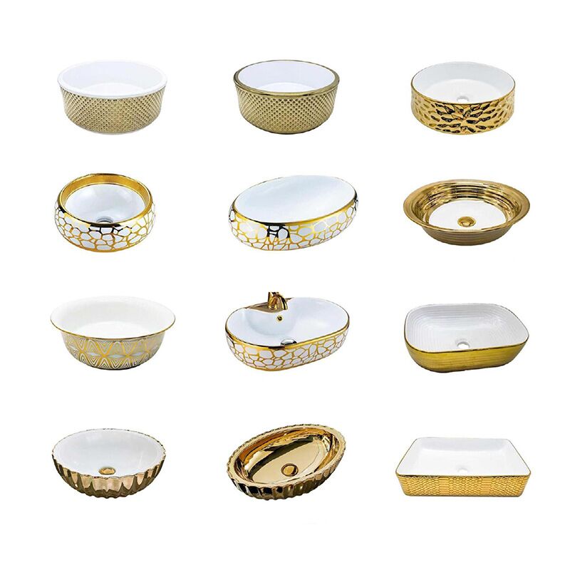 Basin Manufacturers Wholesale Bathroom Basin Luxury Hotel Gold Freestanding Wash Basin Bathroom Ceramic Pedestal Basin Wash Basin Factory wholesale basins supplier Basin Manufacturers Wholesale Bathroom Basin Luxury Hotel Gold Freestanding Wash Basin Bathroom Ceramic Pedestal Basin - Image 11