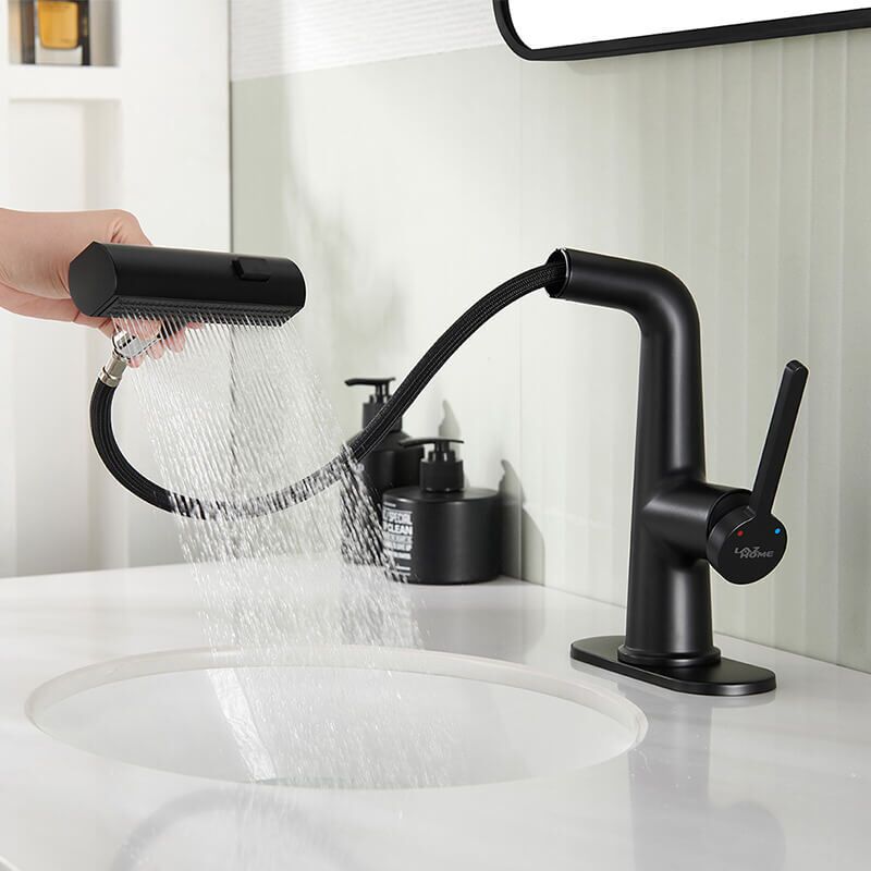 Single Handle Pull Out Bathroom Faucet with Rainfall Spray Head Temperature Digital Display Vanity Mixer Tap Matte Black Waterfall Rainfall Bathroom Faucets B 1 Single Handle Pull Out Bathroom Faucet with Rainfall Spray Head Temperature Digital Display Vanity Mixer Tap Matte Black - Image 5