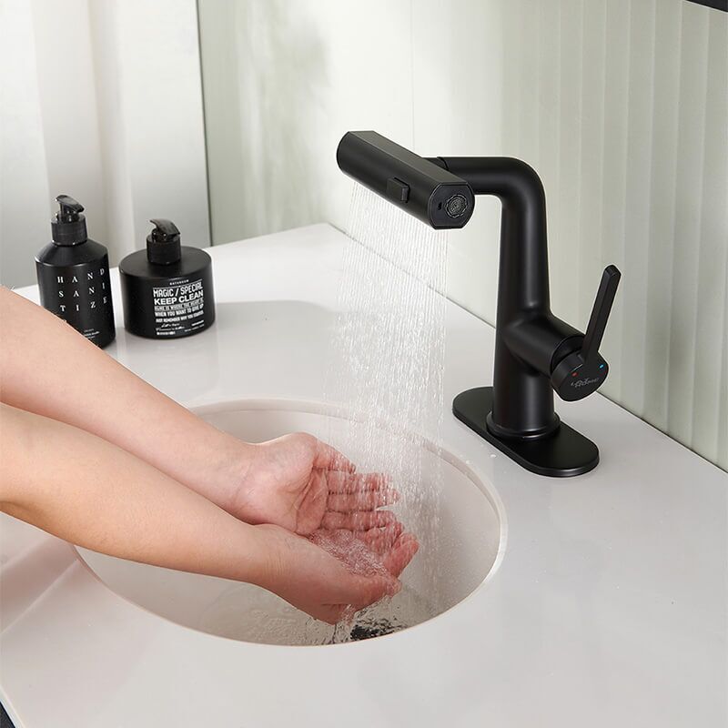 Single Handle Pull Out Bathroom Faucet with Rainfall Spray Head Temperature Digital Display Vanity Mixer Tap Matte Black Waterfall Rainfall Bathroom Faucets B 6 Single Handle Pull Out Bathroom Faucet with Rainfall Spray Head Temperature Digital Display Vanity Mixer Tap Matte Black - Image 9