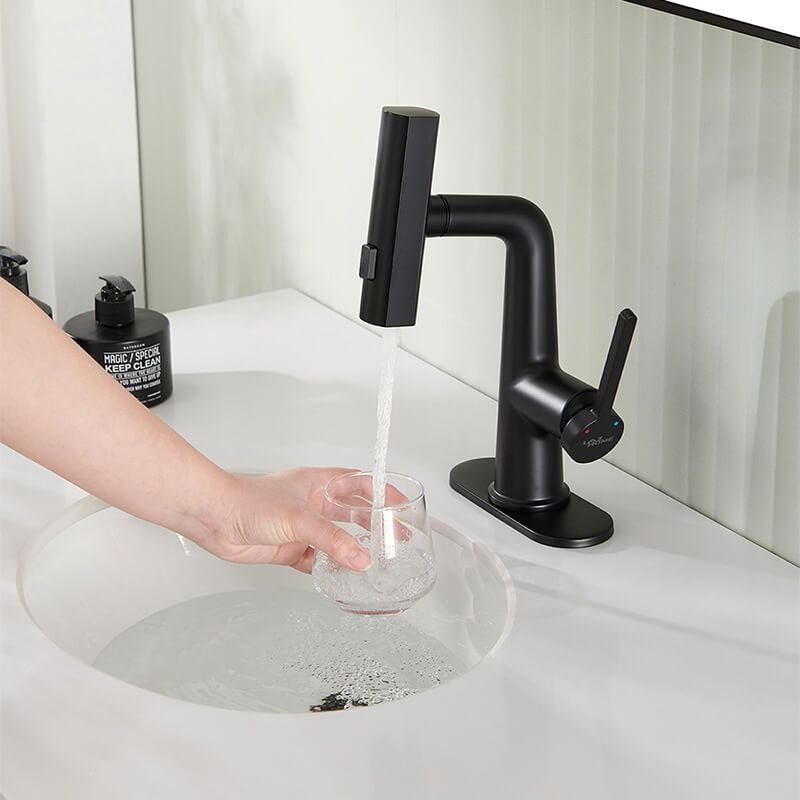 Single Handle Pull Out Bathroom Faucet with Rainfall Spray Head Temperature Digital Display Vanity Mixer Tap Matte Black Waterfall Rainfall Bathroom Faucets B 7 Single Handle Pull Out Bathroom Faucet with Rainfall Spray Head Temperature Digital Display Vanity Mixer Tap Matte Black - Image 10