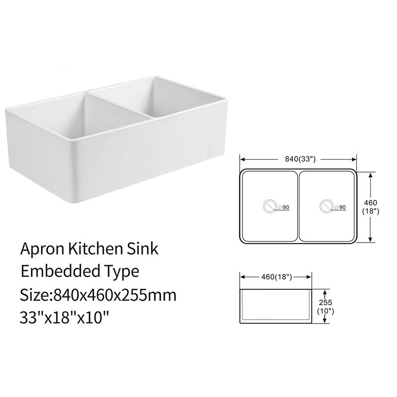 Rectangular Kitchen Sink Ceramic Solid Cast Sink Fireclay White Glazed Basin Without Faucet Wholesale Apron Double Bowl Rectangular White Fireclay Kitchen Sinks Kitchen Workstation Sink S A3318D Rectangular Kitchen Sink Ceramic Solid Cast Sink Fireclay White Glazed Basin Without Faucet - Image 15
