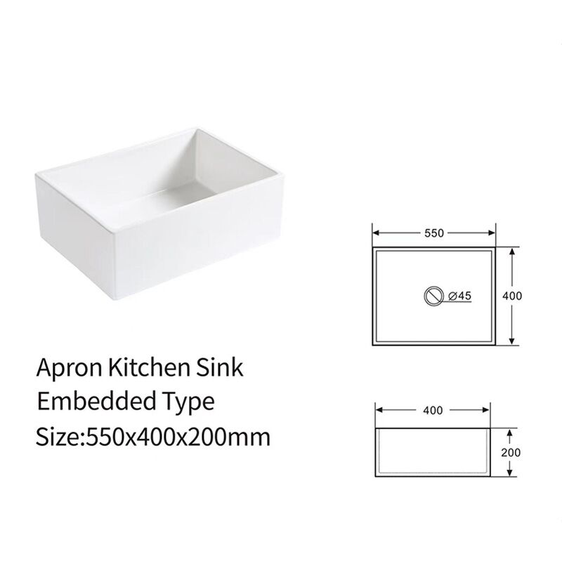 Rectangular Kitchen Sink Ceramic Solid Cast Sink Fireclay White Glazed Basin Without Faucet Wholesale Fireclay White Sink Apron Front Kitchen Sink cUPC Ceramic Small Farmhouse Sinks S k01 Rectangular Kitchen Sink Ceramic Solid Cast Sink Fireclay White Glazed Basin Without Faucet - Image 3