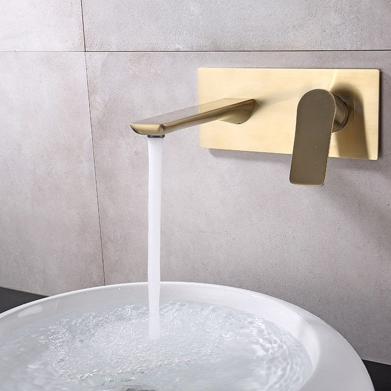 Wholesale Luxury Brass Wall Mounted Basin Tap Brushed Gold Concealed Basin Mixer Faucets Wholesale Luxury Brass Wall Mounted Basin Tap Brushed Gold Concealed Basin Mixer Faucet 1 3 Wholesale Luxury Brass Wall Mounted Basin Tap Brushed Gold Concealed Basin Mixer Faucets - Image 2
