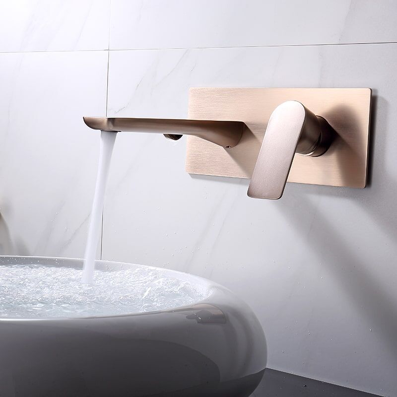 Wholesale Luxury Brass Wall Mounted Basin Tap Brushed Gold Concealed Basin Mixer Faucets Wholesale Rose Gold Bathroom Brass Water Tap Wall Mounted Basin Faucet With Mixer 1 6 Wholesale Luxury Brass Wall Mounted Basin Tap Brushed Gold Concealed Basin Mixer Faucets - Image 12