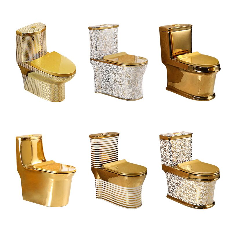 Factory Wholesale Black Toilet Luxury Sanitary Ware Bathroom Electro Plated Golden Dual Flush One Piece Toilet Wholesale luxury golden electroplated siphoinc ceramic sanitary ware toilet bowl wc bathroom one piece gold toilet Factory Wholesale Black Toilet Luxury Sanitary Ware Bathroom Electro Plated Golden Dual Flush One Piece Toilet - Image 4