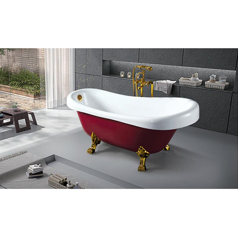 Luxury Acrylic Bathtubs Bathroom Soaking Freestanding Gold Clawfoot Bathtub acrylic airwhirlpool bathtub for adults 1 person8885r Customize Size Bath Tub Adult Luxury Solid Surface Freestanding Soaking Bathtubs