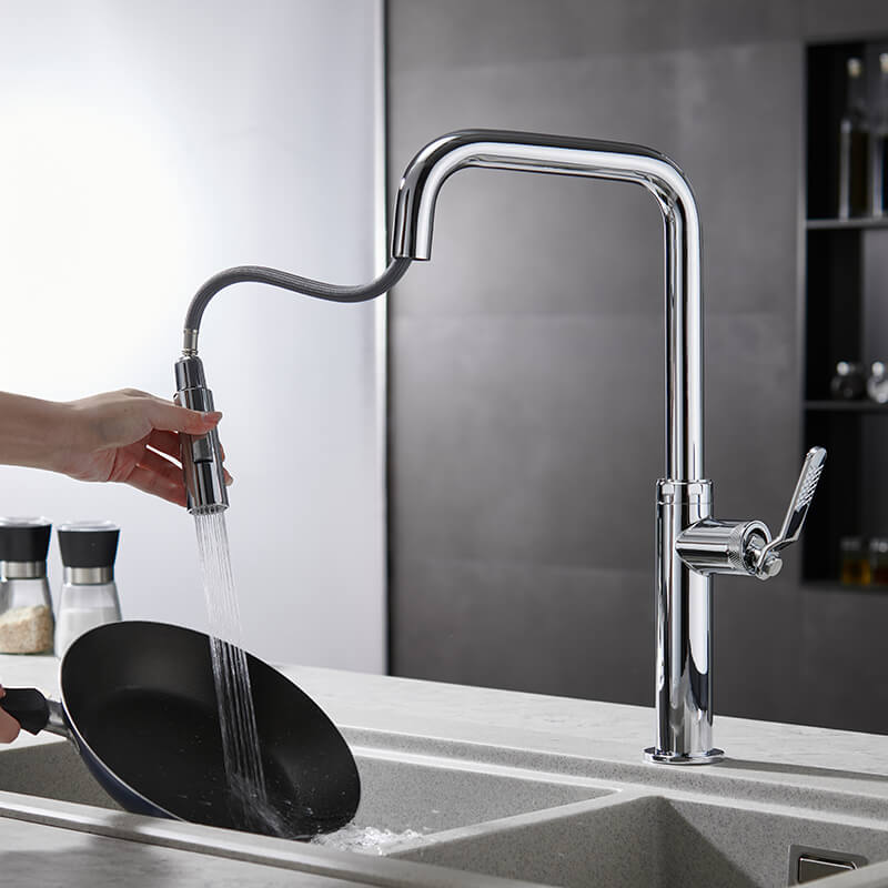 Modern Brushed Pull Out Kitchen Faucet Sink Faucet Single Handle Kitchen Mixer Kitchen Taps Hot and Cold Water lead free faucet Single Handle Pull Down Kitchen Faucet