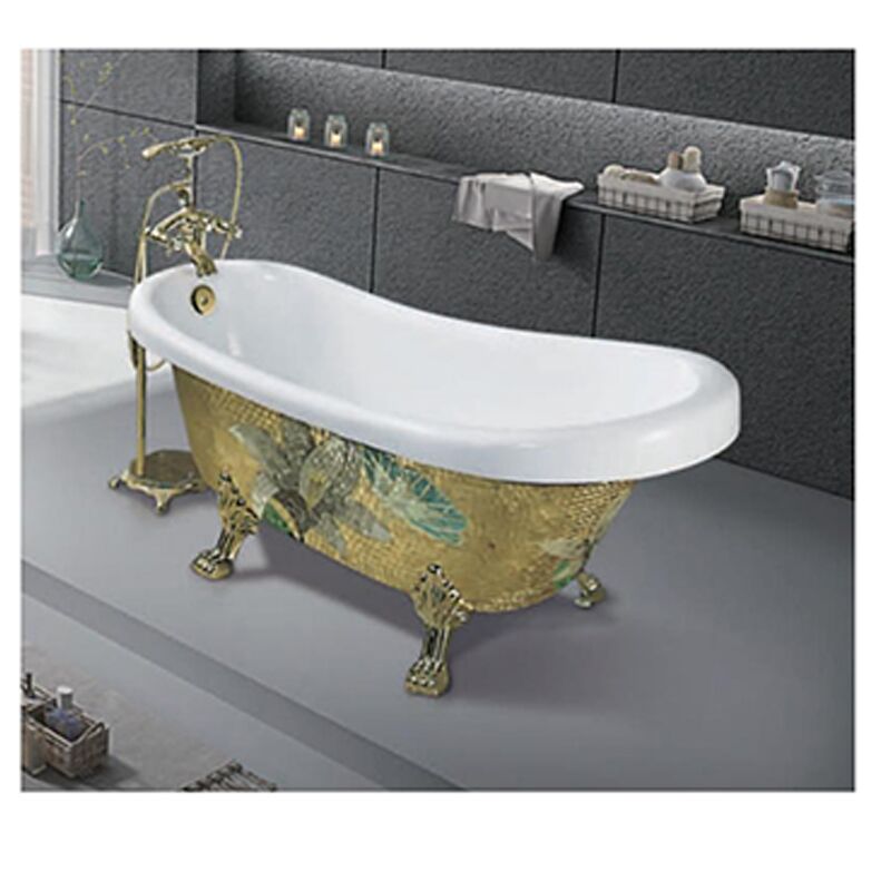 Luxury Acrylic Bathtubs Bathroom Soaking Freestanding Gold Clawfoot Bathtub portable jet tub with heater 8885 4 Foot Bathtub,Bathtub With Four Legs,Clawfoot Bathtub Golden