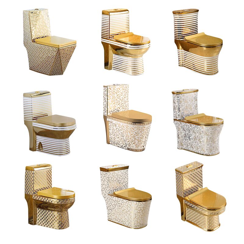 Factory Wholesale Black Toilet Luxury Sanitary Ware Bathroom Electro Plated Golden Dual Flush One Piece Toilet quality electroplated hotel golden wc bathroom commode ceramic one piece gold toilet Factory Wholesale Black Toilet Luxury Sanitary Ware Bathroom Electro Plated Golden Dual Flush One Piece Toilet - Image 3