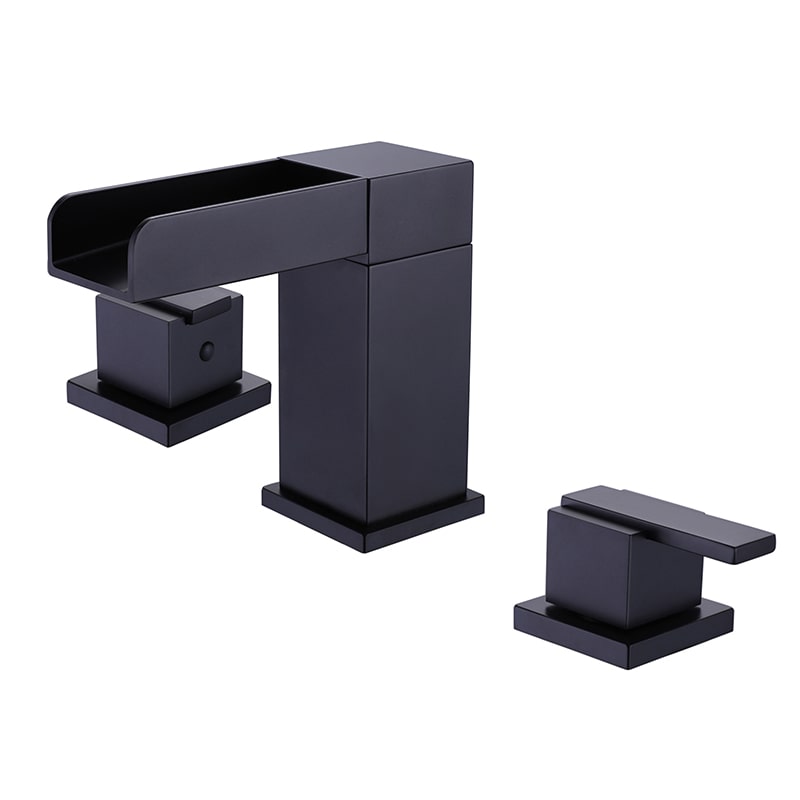 MOPO 2 Handle 3 Hole Waterfall Bathroom Faucet Vanity Sink Faucets 2 Handle 3 Hole Widespread Matte Black Waterfall Bathroom Faucet Vanity Sink Faucet 1 MOPO 2 Handle 3 Hole Waterfall Bathroom Faucet Vanity Sink Faucets