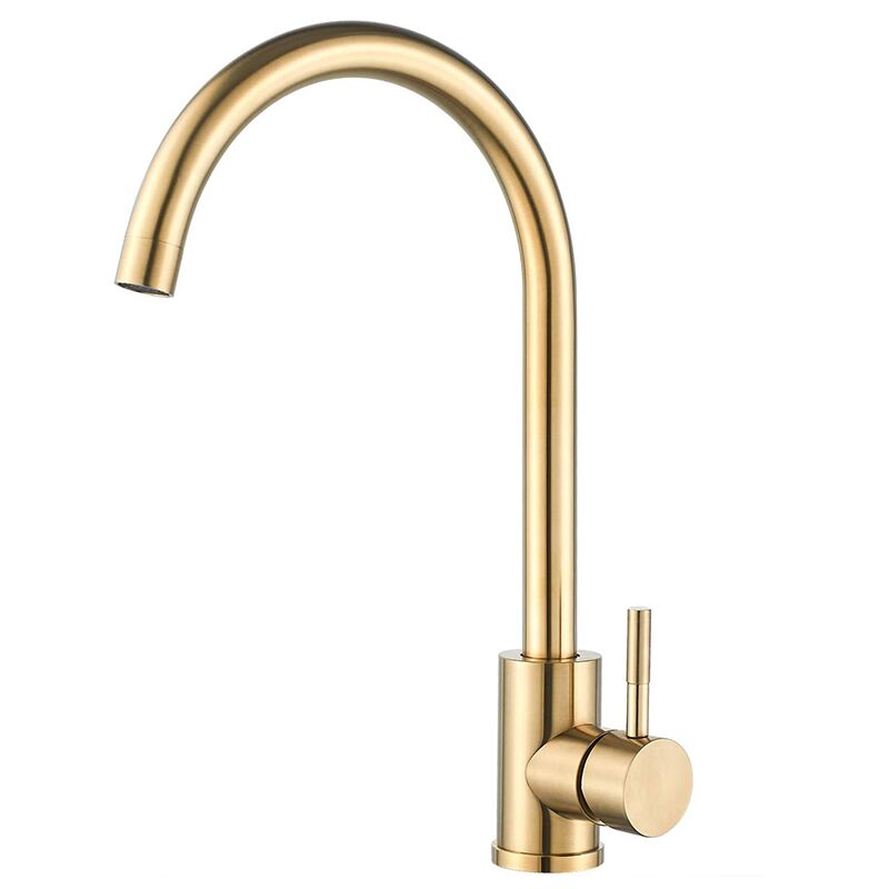 Wholesale watermark kitchen faucets brushed gold swivel single handle hot cold kitchen sink mixer tap Factory cheap price 304 stainless steel water saving kitchen faucet single handle 360 degree swivel hot and cold kitchen sink faucets 1 MP0225 G Torneiras de cozinha com marca d'água por atacado, torneiras de cozinha douradas escovadas, alça única, quente e fria, torneira misturadora de pia de cozinha