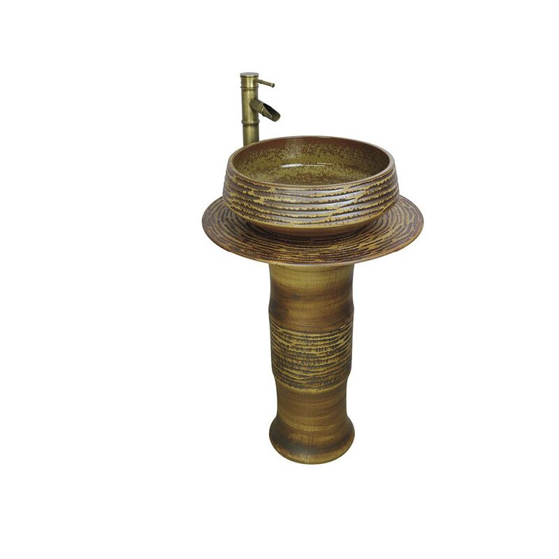 Atacado moderno hotel luxo pedestal pia independente redondo cerâmica banheiro pedestal lavatório mão Atacado moderno hotel luxo pedestal pia independente redondo cerâmica banheiro pedestal lavatório mão TS 003 Pedestal de luxo para hotel moderno por atacado, pia independente redonda de cerâmica para banheiro, lavatório