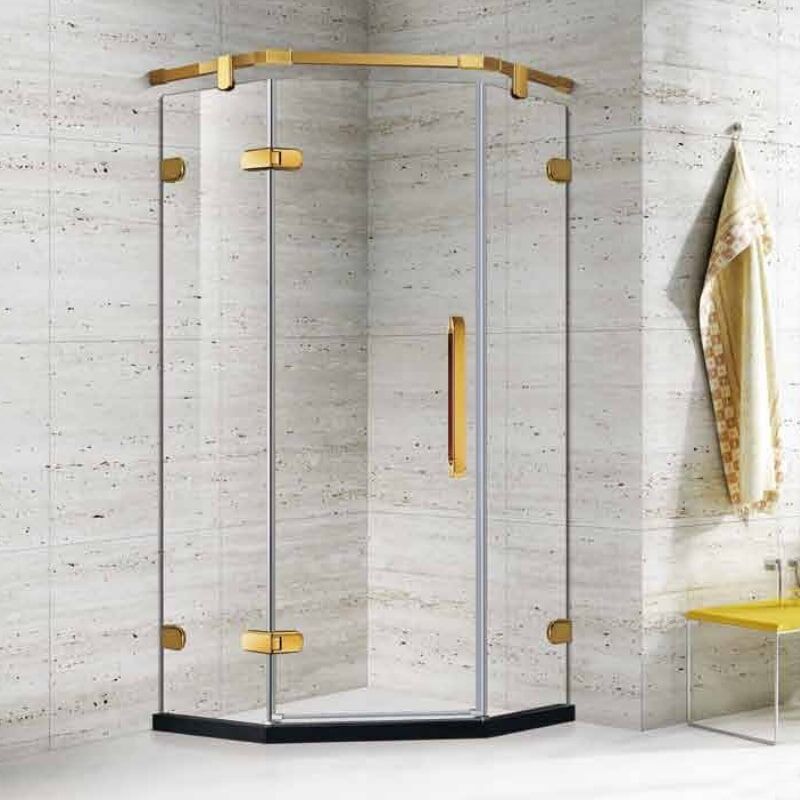 Modern Style Custom Gold Frame Rectangular Sliding Tempered Glass Walk-In Shower Door MP KE985 VK E6985 min Tempered Glass Bathtub Pivot Shower Enclosure Shower Door