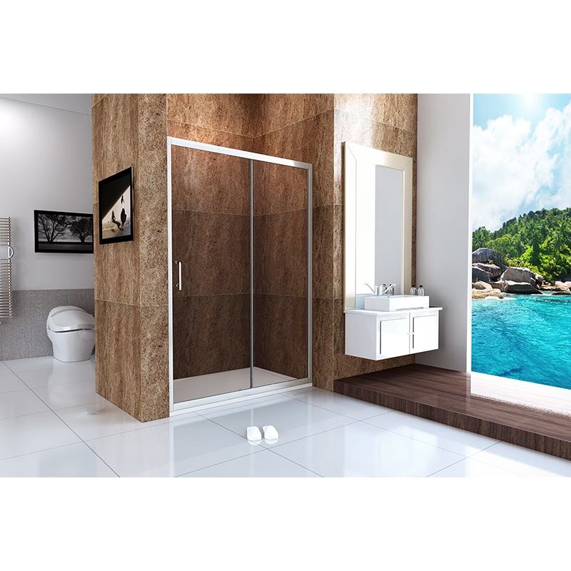 Hot Sale Bathroom Rectangular Tempered Glass Double Sliding Shower Door shower doorSG10 min porta de chuveiro deslizante