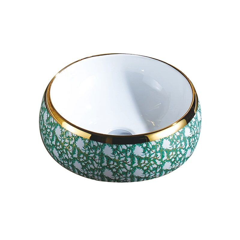 MP Basin 0454 Banheiro Lavatório Banhado a Ouro Lavatório de Cerâmica Artístico Tamanho Pequeno Pia de Banheiro de Cerâmica Pia de cerâmica dourada artística 1 Bathroom Gold Plated Ceramic Art Basin