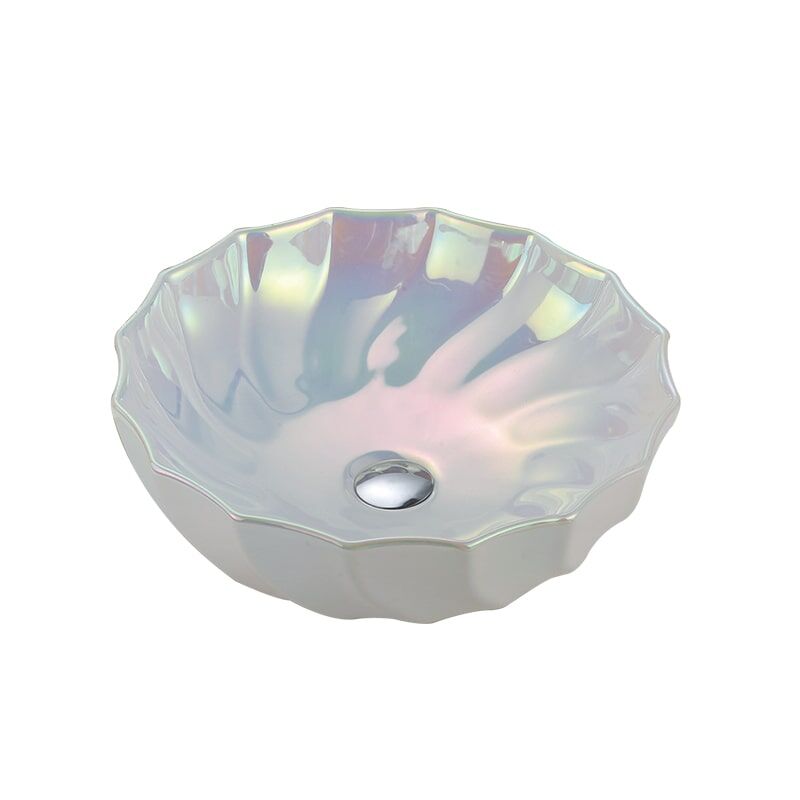Luxury Irregular Bathroom Sink Shell Adjective Sink White Washbasin Electroplated irregular ceramic washbasin 1 Irregular wash basin sanitary sink toilet