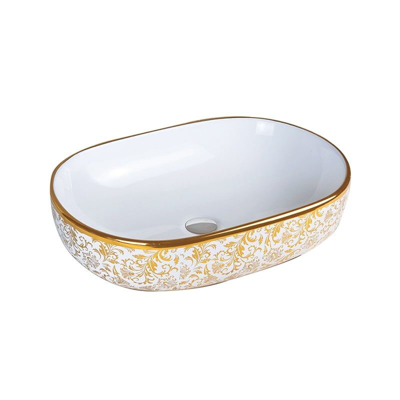 Fornecedor chinês Novo design de flor Atacado Cerâmica redonda banhada a ouro Lavatório Art Basin MP Gold 0442 Venda quente Bacia de banheiro de cerâmica banhada a ouro 1 Bacia de Ouro de Luxo Mais Vendida no Oriente Médio