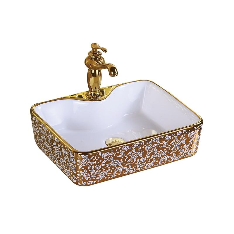 Wholesale Hotel Luxury Bathroom Wash Basin Ceramic Gold Plating Wash Basin MP Gold 0404 Wholesale Ceramic Gold Plated Wash Basin 1 luxury bathroom vanity