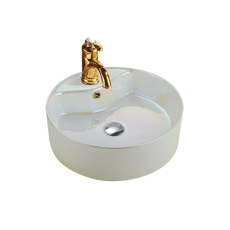 Venda quente Pia de banheiro dourada, cerâmica Pia de bancada de banheiro dourada MP Cerâmica W0472 lavatório redondo 1 golden sink ceramic bowl bathroom container basin for hotel bathroom