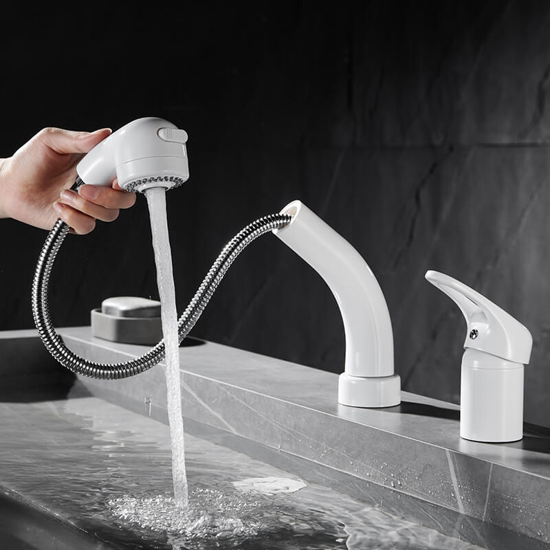 Hot Products Pull Out Swivel Wash White Basin Faucet Multi-function Pull Down Mixer Taps Bathroom Washing Faucet 304 bathroom faucet single hole mixer cold hot basin water taps faucets