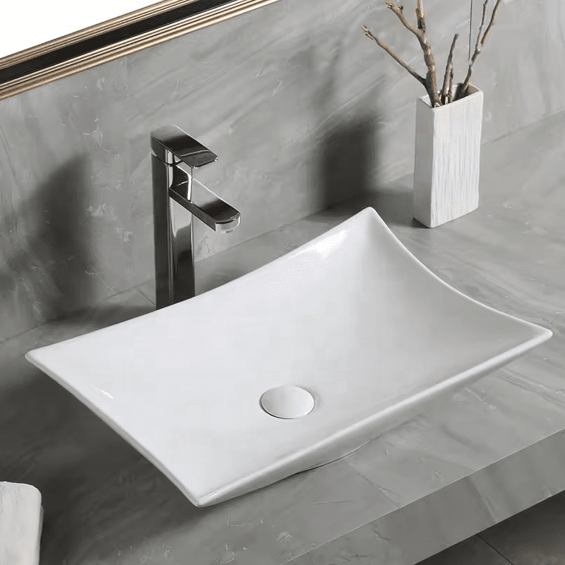 Bathroom Basin Hot Selling Ceramic Glossy White Above Counter Basin Irregular Rectangle Countertop Sink Bathroom Basin Hot Selling Ceramic Glossy Bathroom Basin Hot Selling Ceramic Glossy White Above Counter Basin Irregular Rectangle Countertop Sink