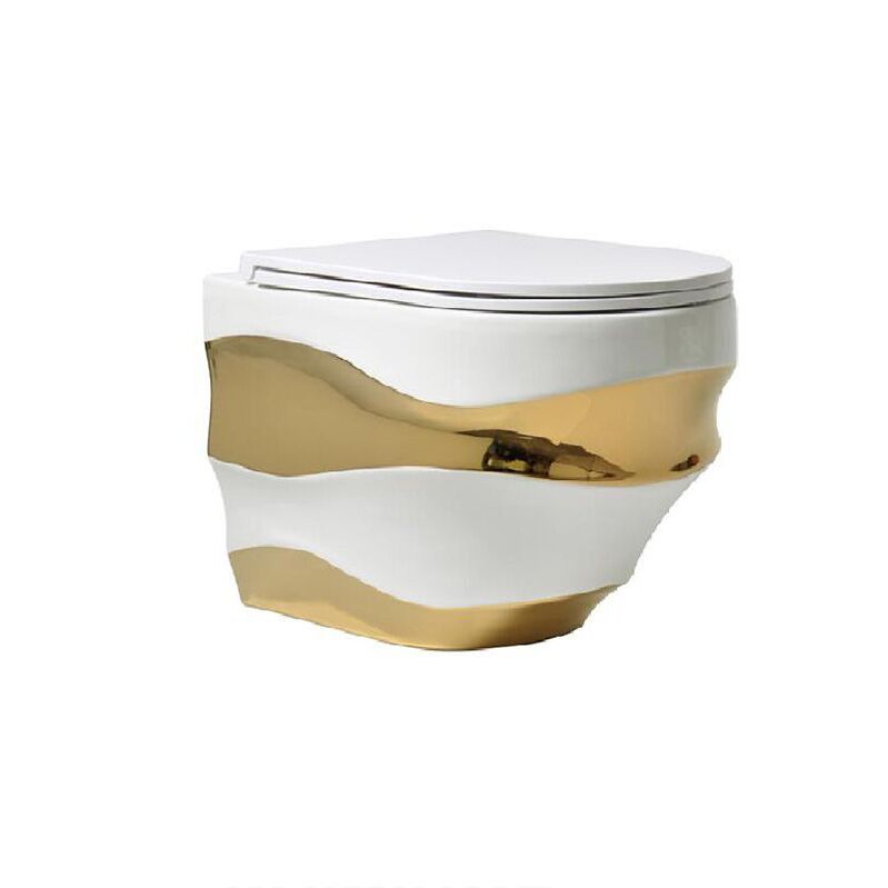 Badezimmerplatte Gold Sitzbezug Spülung Wasser Schließen Golden Wand-WC Badezimmerplatte Gold Sitzbezug Spülung Wasser Schließen Golden Wand-WC Badezimmerplatte Gold Sitzbezug Waschen Unten Wasser Schließen Golden Wand Hing Toilette