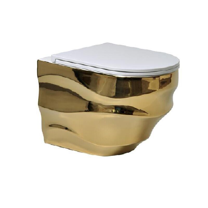 Badezimmer-Sanitärkeramik, goldfarbene Toilette, randloses Wand-WC, Badezimmer-Sanitärkeramik, goldfarbenes Wand-WC, randloses Wand-WC Badezimmer Sanitärkeramik Goldfarbe Toilette Badezimmer Randlose Wandtoilette