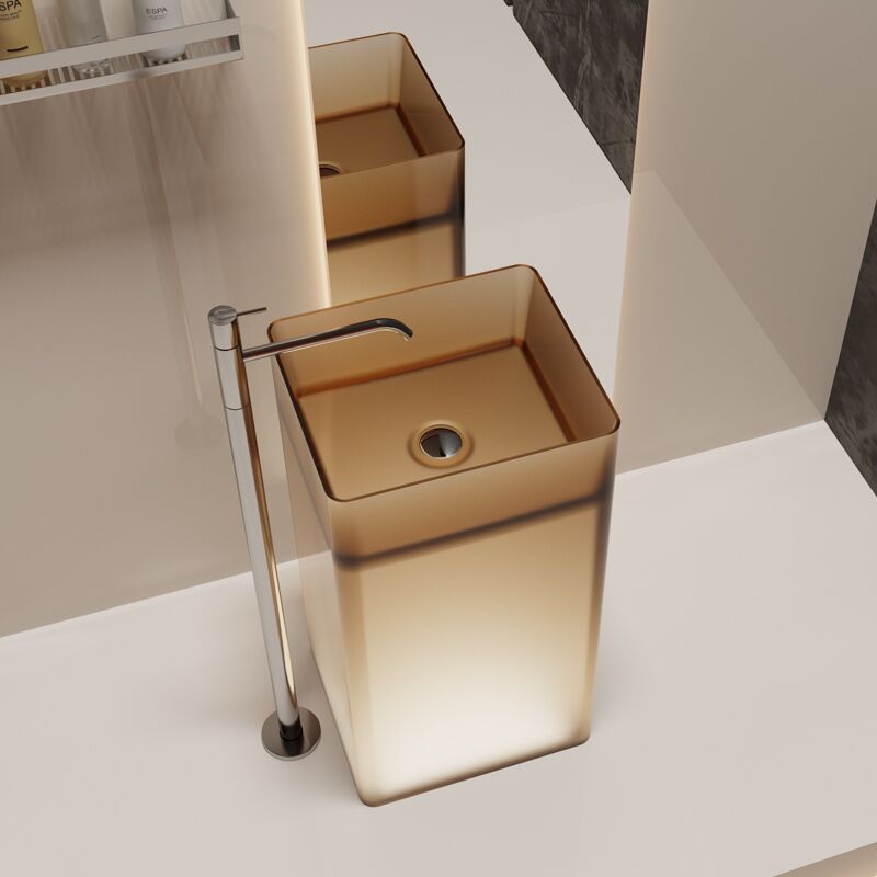 Crystal clear Transparent Basin square Freestanding Wash Basin with Floor Bathroom Sinks Crystal clear Transparent Basin square Freestanding Crystal  clear Transparent Basin square Freestanding Wash Basin with Floor Bathroom Sinks
