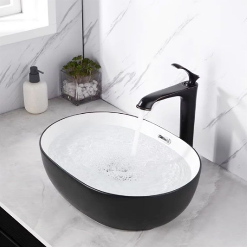Custom Counter Top Mounted Porcelain Sink Bathroom Matte Black Oval Shaped Basin Ceramic Custom Counter Top Mounted Porcelain Sink Custom Counter Top Mounted Porcelain Sink Bathroom Matte Black Oval Shaped Basin Ceramic