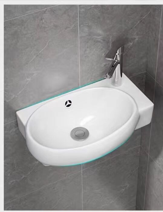High Temperature Resistant Wall Hung Ceramic Oval Handmade Art Wash Basin Durable and High Temperature Resistant Wall High Temperature Resistant Wall Hung Ceramic Oval Handmade  Art Wash Basin