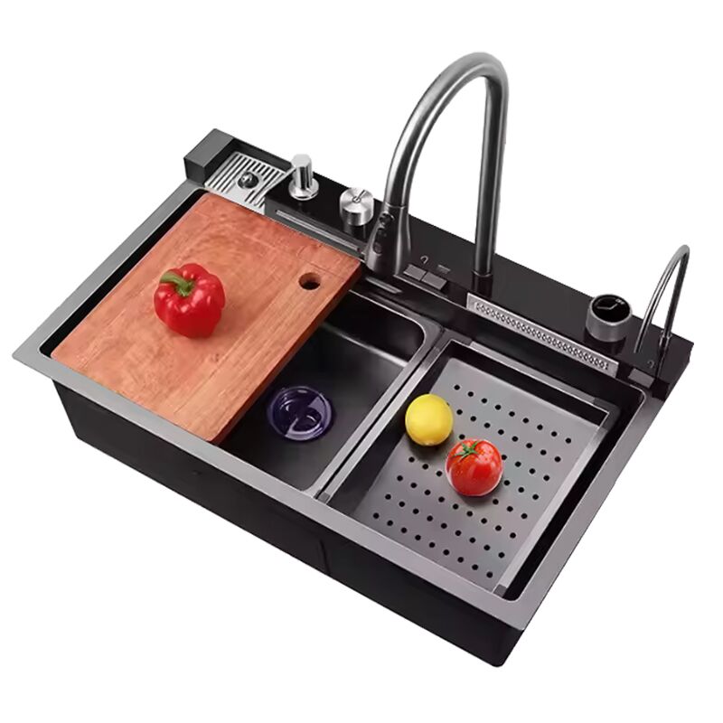 Factory Hot Selling Luxury Stainless Steel Sink with Cup Washer and Piano Faucet Waterfall Factory Hot Selling Luxury Stainless Steel Sink Factory Hot Selling Luxury Stainless Steel Sink with Cup Washer and Piano Faucet Waterfall