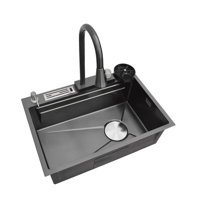 Factory Stainless Steel Kitchen 304 Waterfall Single Bowl Sink with Multi-functional Faucet Factory Stainless Steel Kitchen 304 Waterfall Factory Stainless Steel Kitchen 304 Waterfall Single Bowl Sink with Multi-functional Faucet