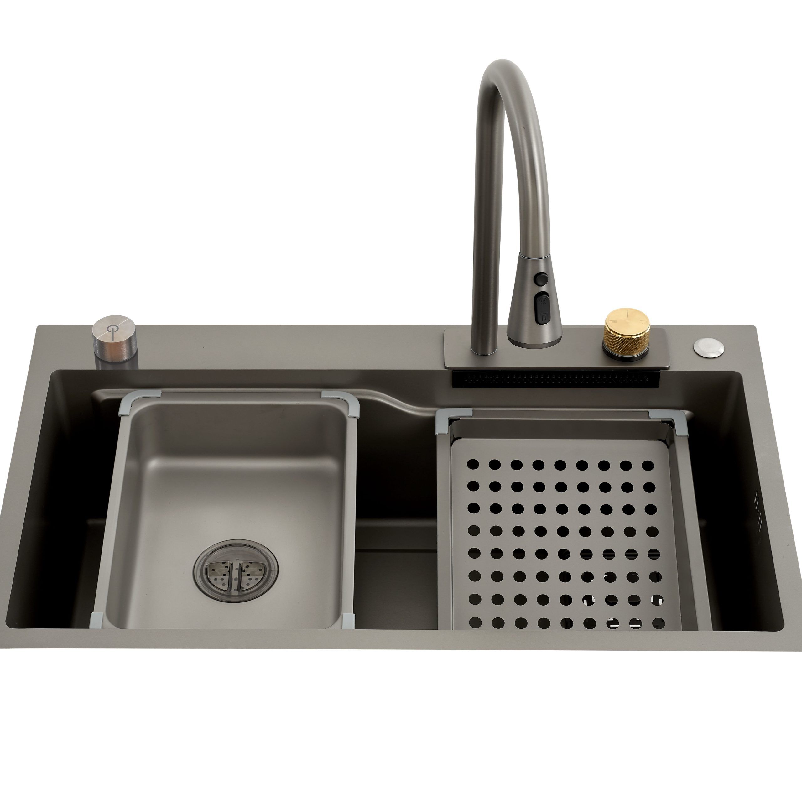 Feiyu Waterfall Sink Stainless Steel 304 Kitchen Sink Single Bowl with Cup Washer and High-End Drain Feiyu Waterfall Sink Stainless Steel 304 Kitchen scaled Feiyu Waterfall Sink Stainless Steel 304 Kitchen Sink Single Bowl with Cup Washer and High-End Drain
