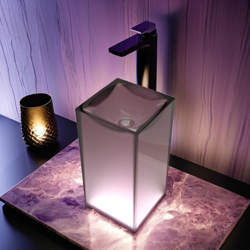 Freestanding Crystal Transparent Resin Stone Wash Basin High-grade Artistic Sense for Hotel Freestanding Crystal Transparent Resin Stone Wash Freestanding Crystal Transparent Resin Stone Wash Basin High-grade Artistic Sense for Hotel