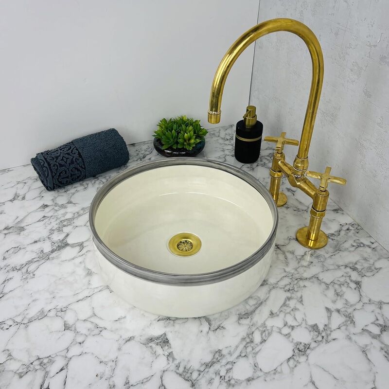 Grey Edge White Small Ceramic Wash Basin Customized Round Porcelain Countertop Lavabos Washbasins Grey Edge White Small Ceramic Wash Grey Edge White Small Ceramic Wash Basin Customized Round Porcelain Countertop Lavabos Washbasins