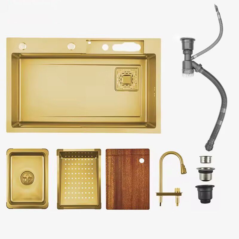 Handmade 304/201 Stainless Steel Thickened Smart Large Waterfall Design Kitchen Sink Handmade 304 201 Stainless Steel Thickened Smart Handmade 304/201 Stainless Steel Thickened Smart Large Waterfall Design Kitchen Sink