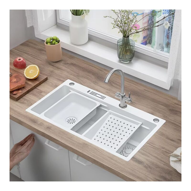 Handmade White Stainless Steel Single Bowl Sink Large Nano Rectangular Design Two Holes Counter Installation Undermount Type Handmade White Stainless Steel Single Bowl Sink Handmade White Stainless Steel Single Bowl Sink Large Nano Rectangular Design Two Holes Counter Installation Undermount Type