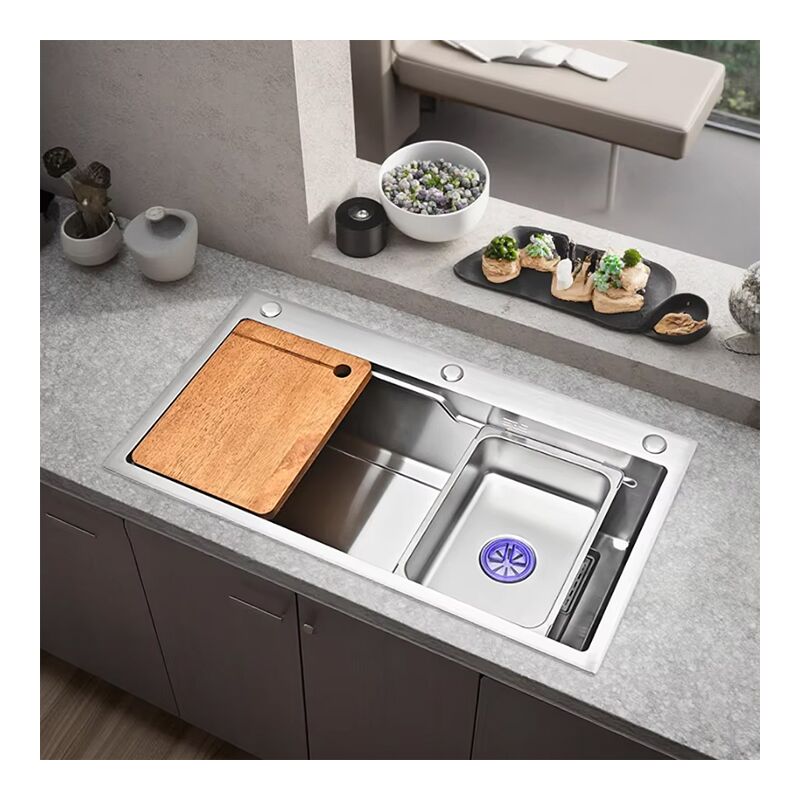 High Quality Stainless Steel Handmade Kitchen Sink Modern Design Single Bowl with Drainer Simple Style Counter Installation High Quality Stainless Steel Handmade Kitchen Sink 1 High Quality Stainless Steel Handmade Kitchen Sink Modern Design Single Bowl with Drainer Simple Style Counter Installation