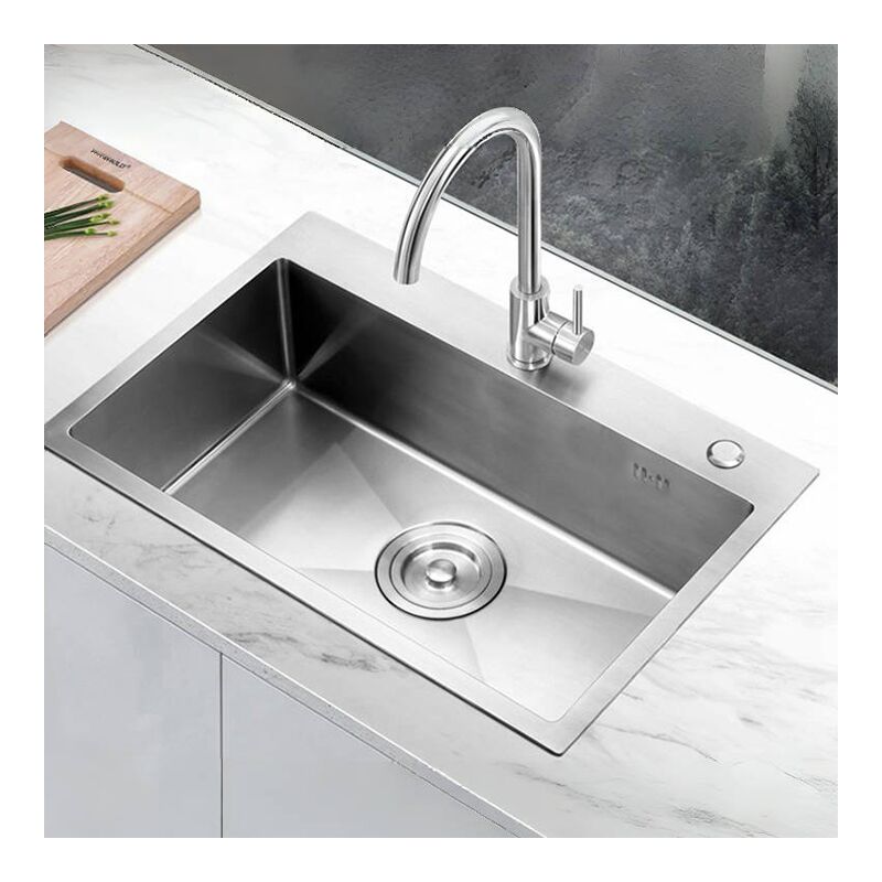 High Quality Stainless Steel Handmade Kitchen Sink Modern Design Single Bowl with Drainer Simple Style Counter Installation High Quality Stainless Steel Handmade Kitchen Sink 7 High Quality Stainless Steel Handmade Kitchen Sink Modern Design Single Bowl with Drainer Simple Style Counter Installation
