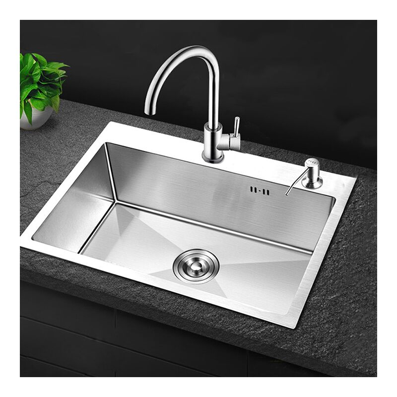 High Quality Stainless Steel Single Bowl Kitchen Sink Handmade Rectangular Drainer Modern Design Simple Style Undermount High Quality Stainless Steel Single Bowl Kitchen High Quality Stainless Steel Single Bowl Kitchen Sink Handmade Rectangular Drainer Modern Design Simple Style Undermount