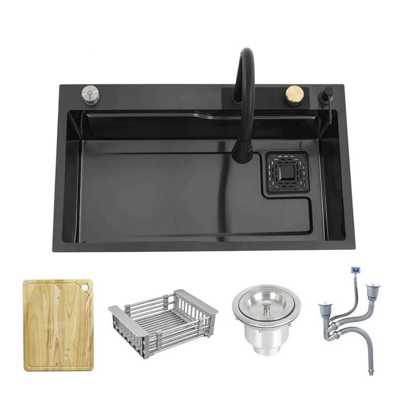 Hot Sale High-Tech Stainless Steel Single Bowl Kitchen Sink Full Set with Faucet Pull-Down Sprayer Four Holes Hot Sale High Tech Stainless Steel Single Hot Sale High-Tech Stainless Steel Single Bowl Kitchen Sink Full Set with Faucet Pull-Down Sprayer Four Holes