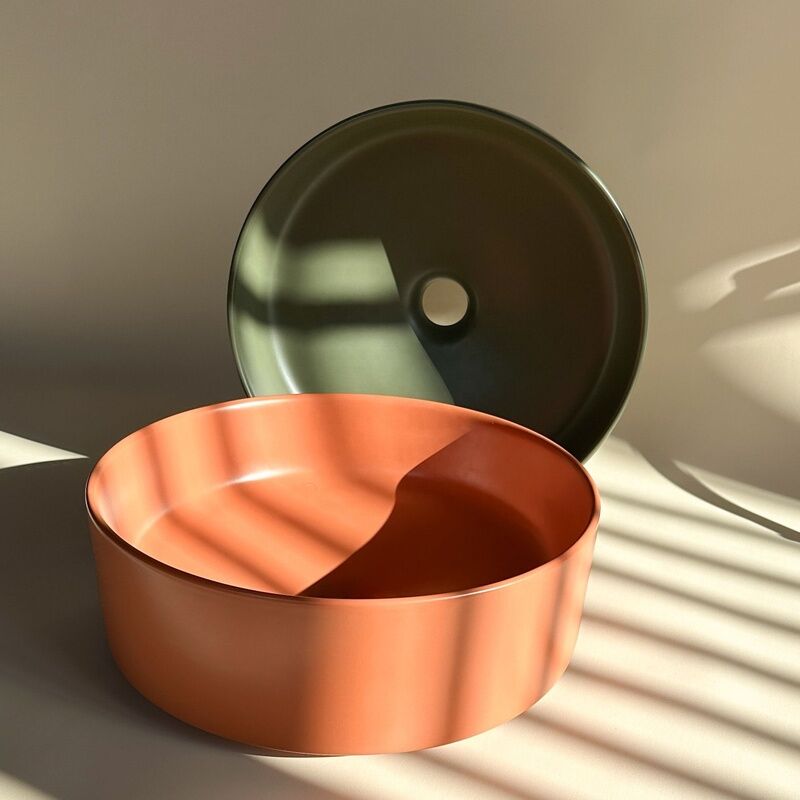 Hot Selling Ceramic Bathroom Vanity Basin Customized Color Round Shape Orange Countertop Sinks for Hotel Hot Selling Ceramic Bathroom Vanity Basin Hot Selling Ceramic Bathroom Vanity Basin Customized Color Round Shape Orange Countertop Sinks for Hotel