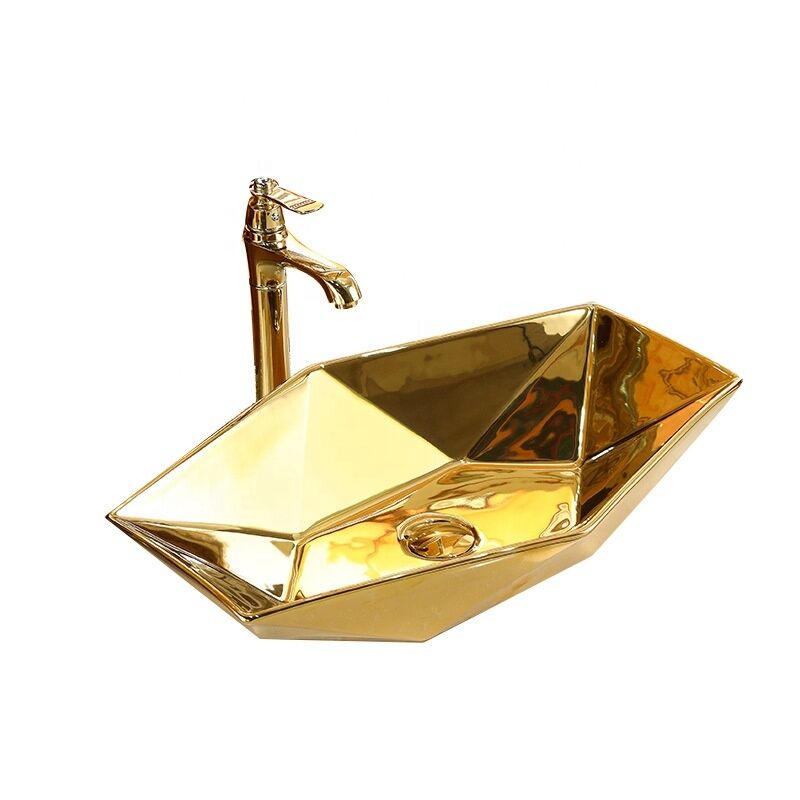 Hot Selling Luxury High-End Ceramic Hand Wash Sinks Easy Clean Modern Counter Basin Gold Color Electroplating Hot Selling Luxury High End Ceramic Hot Selling Luxury High-End Ceramic Hand Wash Sinks Easy Clean Modern Counter Basin Gold Color Electroplating