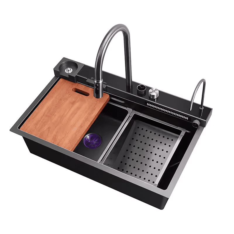 Hot Selling Sink Single Bowl Stainless Steel Handmade Kitchen With Waterfall Faucet Base Multifunctional Sink Hot Selling Sink Single Bowl Stainless Hot Selling Sink Single Bowl Stainless Steel Handmade Kitchen With Waterfall Faucet Base Multifunctional Sink