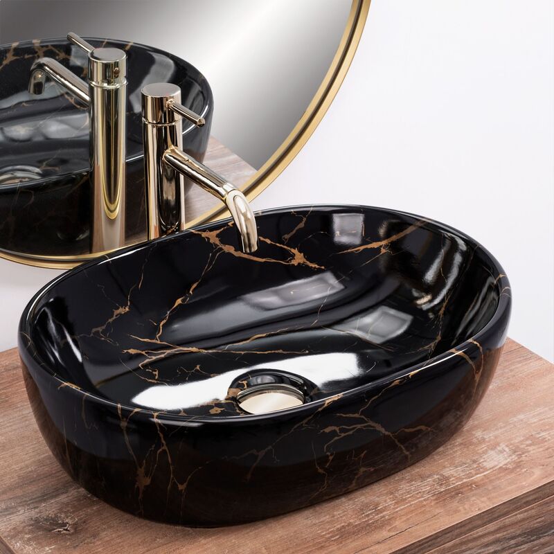 Hotel Luxury Design Ceramic Art Basin Modern Glossy Black Marble Oval Countertop Sinks Hotel Luxury Design Ceramic Art Basin Hotel Luxury Design Ceramic Art Basin Modern Glossy Black Marble Oval Countertop Sinks