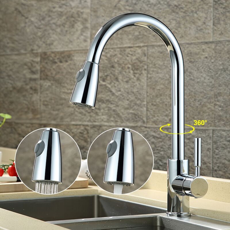 Modern Single Lever Kitchen Faucet All copper CUPC Certification Pull-out Kitchen Sink Faucet Kitchen Faucet Tap Wall Kitchen Mixer Faucet Water Tap Stainless Pull Out Faucet Modern UPC 2 1 Modern Single Lever Kitchen Faucet All copper CUPC Certification Pull-out Kitchen Sink Faucet