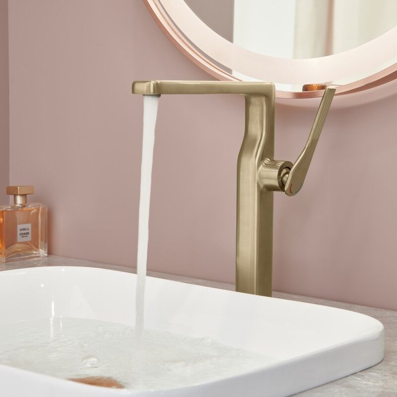 Luxurious Bathroom Faucet Single Handle Brass Tall Vanity Faucet Deck Mounted Basin Mixer Faucet Brushed Gold Luxurious Bathroom Faucet Single Handle Brass Tall Luxurious Bathroom Faucet Single Handle Brass Tall Vanity Faucet Deck Mounted Basin Mixer Faucet Brushed Gold
