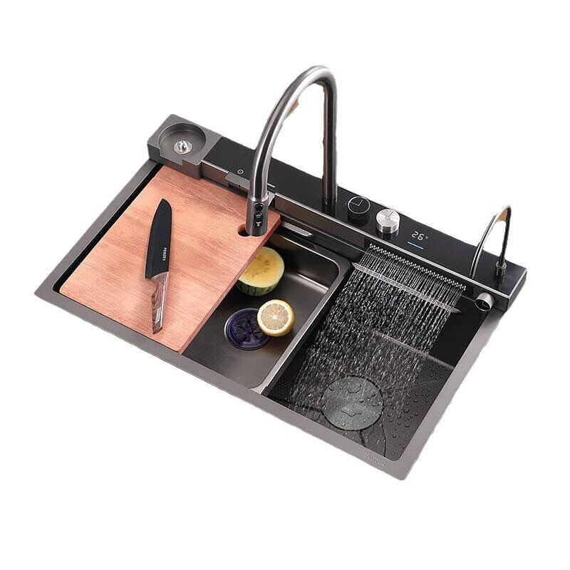 Luxury 304 Stainless Steel Single Bowl Kitchen Sink, Anti-Scratch Surface with LED Digital Display & Cup Washer Heavy Duty Luxury 304 Stainless Steel Single Bowl Kitchen 1 Luxury 304 Stainless Steel Single Bowl Kitchen Sink, Anti-Scratch Surface with LED Digital Display & Cup Washer Heavy Duty