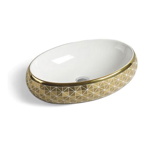 Luxury Design Bathroom Oval Shape Ceramic Gold Wash Hand Lavatory Sink Art Basin Luxury Design Bathroom Oval Shape Ceramic Luxury Design Bathroom Oval Shape Ceramic Gold  Wash Hand Lavatory Sink Art Basin