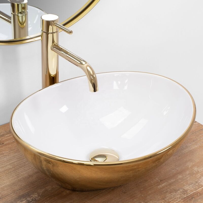 Luxury Europe Modern Design Ceramic Gold Glossy White CounterTop Basin Lavabo Table Top Sink Luxury Europe Modern Design Ceramic Gold Luxury Europe Modern Design Ceramic Gold Glossy White CounterTop Basin Lavabo Table Top Sink
